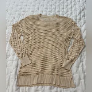NWOT Open Knit Beige Sweater Sz M